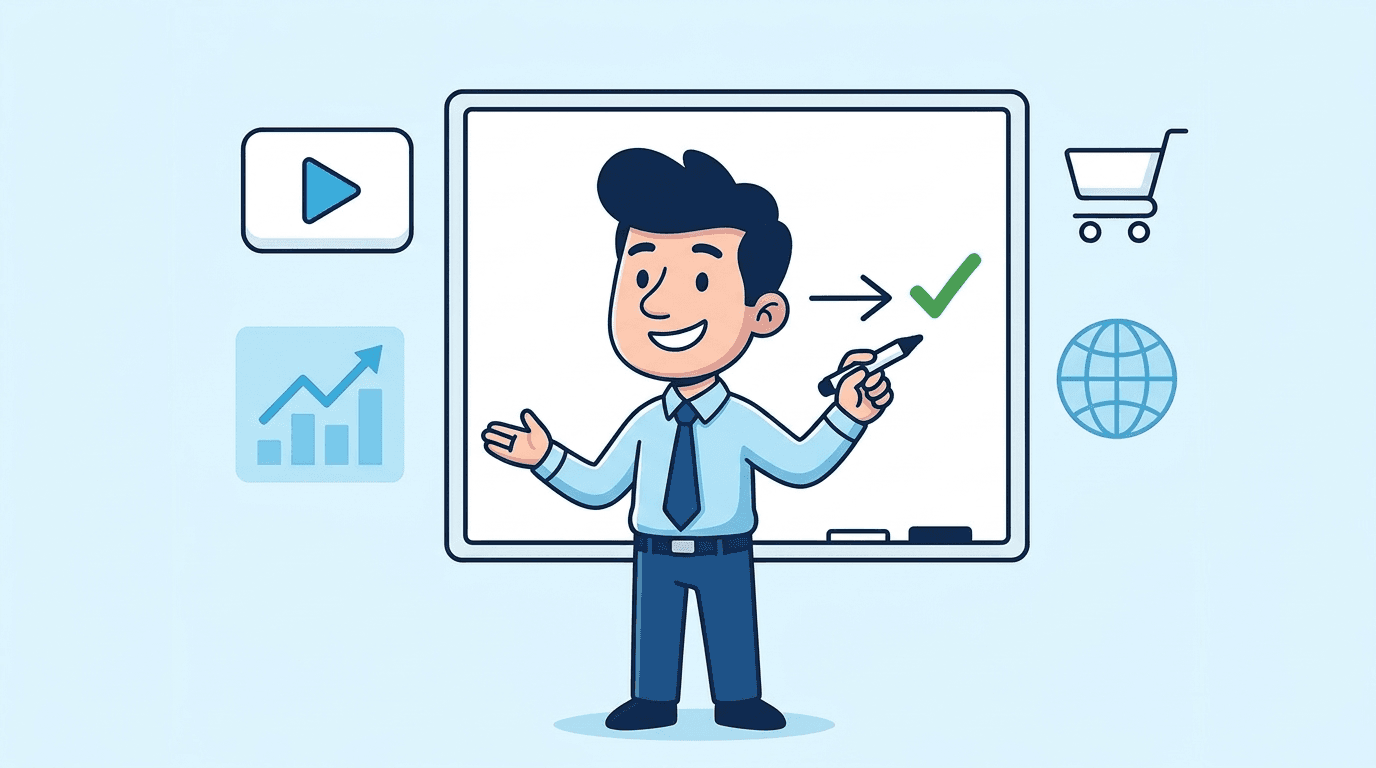 Direto ao ponto com video quadro branco para explicar com clareza e vender mais